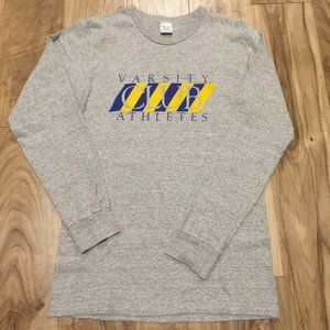 Vintage 80s Champion VARSITY CLUB ATHLETES t Shirt M Gray Long Sleeve 88/12 Tee